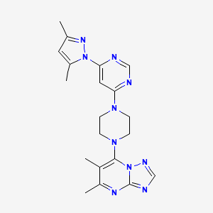 molecular formula C20H24N10 B12271226 4-(3,5-dimethyl-1H-pyrazol-1-yl)-6-(4-{5,6-dimethyl-[1,2,4]triazolo[1,5-a]pyrimidin-7-yl}piperazin-1-yl)pyrimidine 