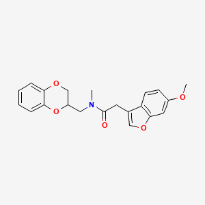 molecular formula C21H21NO5 B1227128 N-(2,3-dihydro-1,4-benzodioxin-3-ylmethyl)-2-(6-methoxy-3-benzofuranyl)-N-methylacetamide 