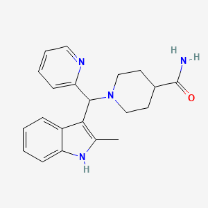 molecular formula C21H24N4O B1227129 1-[(2-methyl-1H-indol-3-yl)-(2-pyridinyl)methyl]-4-piperidinecarboxamide 