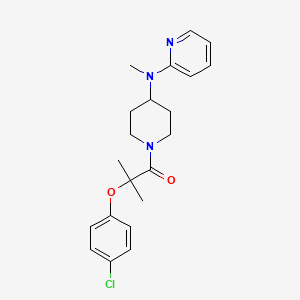 molecular formula C21H26ClN3O2 B12271347 2-(4-Chlorophenoxy)-2-methyl-1-{4-[methyl(pyridin-2-yl)amino]piperidin-1-yl}propan-1-one 