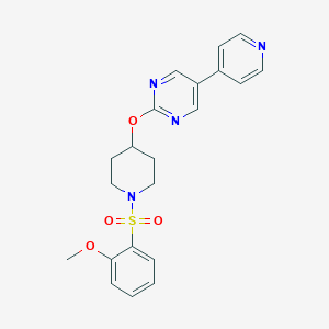 molecular formula C21H22N4O4S B12271353 2-{[1-(2-Methoxybenzenesulfonyl)piperidin-4-yl]oxy}-5-(pyridin-4-yl)pyrimidine 