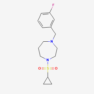 molecular formula C15H21FN2O2S B12271378 1-(Cyclopropanesulfonyl)-4-[(3-fluorophenyl)methyl]-1,4-diazepane 