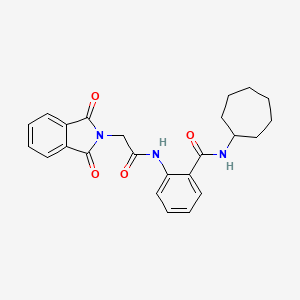 molecular formula C24H25N3O4 B1227139 N-cycloheptyl-2-[[2-(1,3-dioxo-2-isoindolyl)-1-oxoethyl]amino]benzamide 
