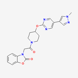 molecular formula C22H22N6O4 B12271419 3-[2-(4-{[5-(1-methyl-1H-pyrazol-4-yl)pyrimidin-2-yl]oxy}piperidin-1-yl)-2-oxoethyl]-2,3-dihydro-1,3-benzoxazol-2-one 