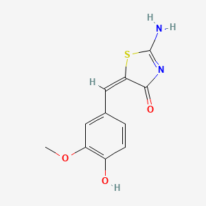 molecular formula C11H10N2O3S B1227142 5-[(4-Hydroxy-3-methoxyphenyl)methylene]-2-imino-1,3-thiazolidin-4-one 