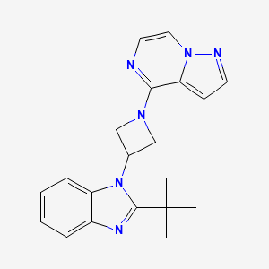 molecular formula C20H22N6 B12271464 2-tert-butyl-1-(1-{pyrazolo[1,5-a]pyrazin-4-yl}azetidin-3-yl)-1H-1,3-benzodiazole 