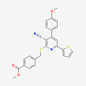 Methyl 4-({[3-cyano-4-(4-methoxyphenyl)-6-(thiophen-2-YL)pyridin-2-YL]sulfanyl}methyl)benzoate