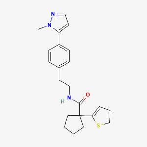 molecular formula C22H25N3OS B12271476 N-{2-[4-(1-methyl-1H-pyrazol-5-yl)phenyl]ethyl}-1-(thiophen-2-yl)cyclopentane-1-carboxamide 