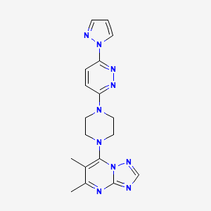 3-(4-{5,6-dimethyl-[1,2,4]triazolo[1,5-a]pyrimidin-7-yl}piperazin-1-yl)-6-(1H-pyrazol-1-yl)pyridazine