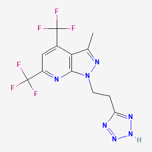 molecular formula C12H9F6N7 B1227151 3-methyl-1-[2-(2H-tetrazol-5-yl)ethyl]-4,6-bis(trifluoromethyl)pyrazolo[3,4-b]pyridine 