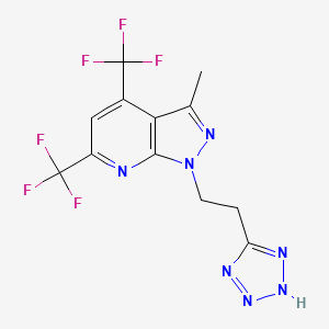 molecular formula C12H9F6N7 B1227151 3-甲基-1-[2-(2H-四唑-5-基)乙基]-4,6-双(三氟甲基)吡唑并[3,4-b]吡啶 