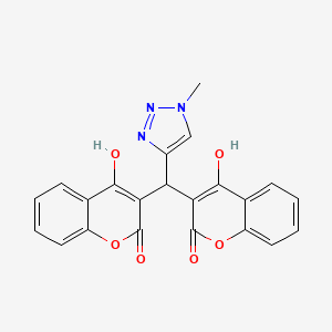 molecular formula C22H15N3O6 B12271589 4-hydroxy-3-[(4-hydroxy-2-oxo-2H-chromen-3-yl)(1-methyl-1H-1,2,3-triazol-4-yl)methyl]-2H-chromen-2-one 