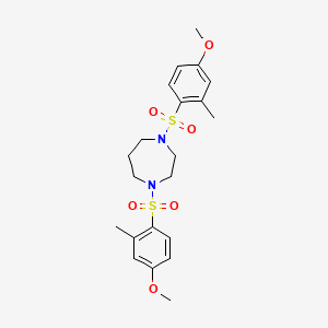 molecular formula C21H28N2O6S2 B1227159 1,4-双[(4-甲氧基-2-甲苯基)磺酰基]-1,4-二氮杂环烷 