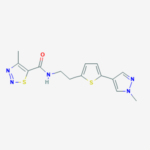 molecular formula C14H15N5OS2 B12271631 4-methyl-N-{2-[5-(1-methyl-1H-pyrazol-4-yl)thiophen-2-yl]ethyl}-1,2,3-thiadiazole-5-carboxamide 