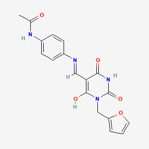 molecular formula C18H16N4O5 B1227167 N-[4-[[1-(2-furanylmethyl)-2,4,6-trioxo-1,3-diazinan-5-ylidene]methylamino]phenyl]acetamide 