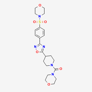 molecular formula C22H29N5O6S B1227168 4-Morpholinyl-[4-[3-[4-(4-morpholinylsulfonyl)phenyl]-1,2,4-oxadiazol-5-yl]-1-piperidinyl]methanone 