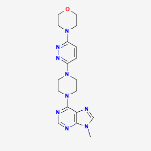 molecular formula C18H23N9O B12271683 9-methyl-6-{4-[6-(morpholin-4-yl)pyridazin-3-yl]piperazin-1-yl}-9H-purine 