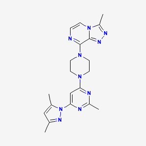 molecular formula C20H24N10 B12271695 4-(3,5-dimethyl-1H-pyrazol-1-yl)-2-methyl-6-(4-{3-methyl-[1,2,4]triazolo[4,3-a]pyrazin-8-yl}piperazin-1-yl)pyrimidine 