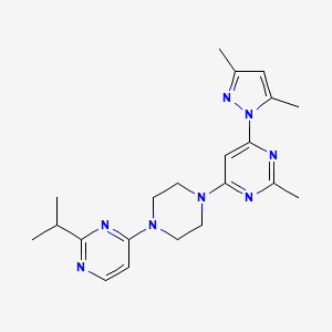 molecular formula C21H28N8 B12271704 4-(3,5-dimethyl-1H-pyrazol-1-yl)-2-methyl-6-{4-[2-(propan-2-yl)pyrimidin-4-yl]piperazin-1-yl}pyrimidine 