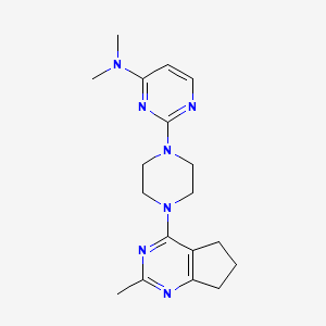 molecular formula C18H25N7 B12271707 N,N-dimethyl-2-(4-{2-methyl-5H,6H,7H-cyclopenta[d]pyrimidin-4-yl}piperazin-1-yl)pyrimidin-4-amine 