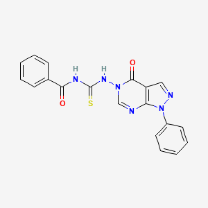 molecular formula C19H14N6O2S B1227181 N-[[(4-氧代-1-苯基-5-吡唑并[3,4-d]嘧啶基)氨基]-亚磺酰亚甲基]苯甲酰胺 