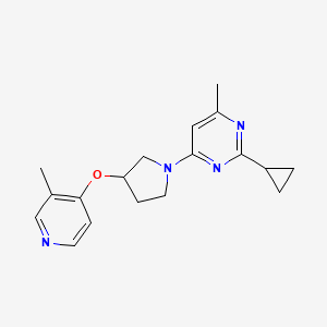 molecular formula C18H22N4O B12271821 2-Cyclopropyl-4-methyl-6-{3-[(3-methylpyridin-4-yl)oxy]pyrrolidin-1-yl}pyrimidine 