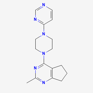 molecular formula C16H20N6 B12271827 4-(4-{2-methyl-5H,6H,7H-cyclopenta[d]pyrimidin-4-yl}piperazin-1-yl)pyrimidine 