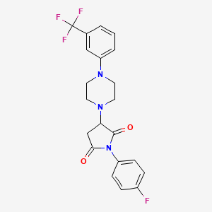 molecular formula C21H19F4N3O2 B1227186 1-(4-Fluorophenyl)-3-[4-[3-(trifluoromethyl)phenyl]-1-piperazinyl]pyrrolidine-2,5-dione 