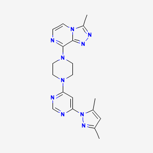 molecular formula C19H22N10 B12271860 4-(3,5-dimethyl-1H-pyrazol-1-yl)-6-(4-{3-methyl-[1,2,4]triazolo[4,3-a]pyrazin-8-yl}piperazin-1-yl)pyrimidine 