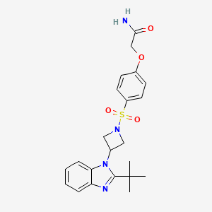 molecular formula C22H26N4O4S B12271871 2-(4-{[3-(2-tert-butyl-1H-1,3-benzodiazol-1-yl)azetidin-1-yl]sulfonyl}phenoxy)acetamide 