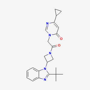 3-{2-[3-(2-tert-butyl-1H-1,3-benzodiazol-1-yl)azetidin-1-yl]-2-oxoethyl}-6-cyclopropyl-3,4-dihydropyrimidin-4-one