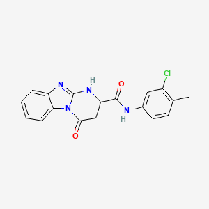 molecular formula C18H15ClN4O2 B1227189 N-(3-chloro-4-methylphenyl)-4-oxo-3,10-dihydro-2H-pyrimido[1,2-a]benzimidazole-2-carboxamide 