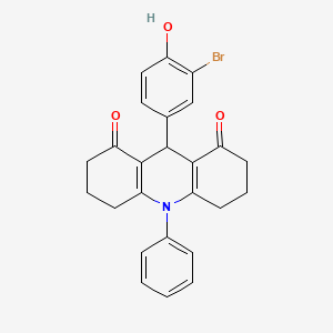 molecular formula C25H22BrNO3 B1227196 9-(3-bromo-4-hydroxyphenyl)-10-phenyl-3,4,5,6,7,9-hexahydro-2H-acridine-1,8-dione 