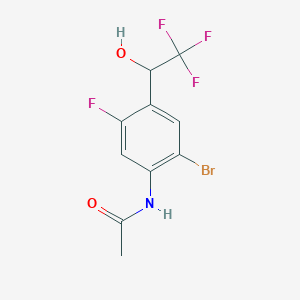 molecular formula C10H8BrF4NO2 B12271985 N-[2-Bromo-5-fluoro-4-(2,2,2-trifluoro-1-hydroxy-ethyl)-phenyl]-acetamide 