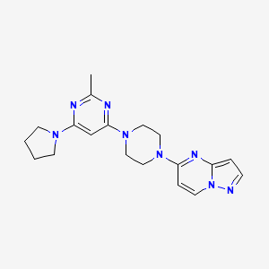 2-Methyl-4-(4-{pyrazolo[1,5-a]pyrimidin-5-yl}piperazin-1-yl)-6-(pyrrolidin-1-yl)pyrimidine