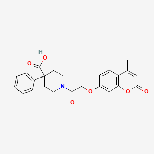molecular formula C24H23NO6 B1227200 1-[2-[(4-Methyl-2-oxo-1-benzopyran-7-yl)oxy]-1-oxoethyl]-4-phenyl-4-piperidinecarboxylic acid 