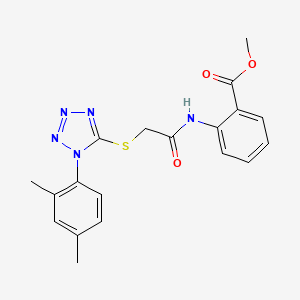 molecular formula C19H19N5O3S B1227202 2-[[2-[[1-(2,4-Dimethylphenyl)-5-tetrazolyl]thio]-1-oxoethyl]amino]benzoic acid methyl ester 