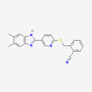 molecular formula C22H18N4S B1227203 2-[[[5-(5,6-二甲基-1H-苯并咪唑-2-基)-2-吡啶基]硫]甲基]苯甲腈 