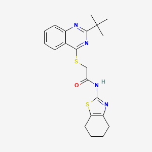 molecular formula C21H24N4OS2 B1227205 2-[(2-tert-butyl-4-quinazolinyl)thio]-N-(4,5,6,7-tetrahydro-1,3-benzothiazol-2-yl)acetamide 