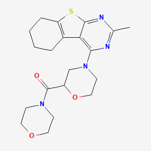 molecular formula C20H26N4O3S B12272060 5-Methyl-3-[2-(morpholine-4-carbonyl)morpholin-4-yl]-8-thia-4,6-diazatricyclo[7.4.0.0^{2,7}]trideca-1(9),2,4,6-tetraene 