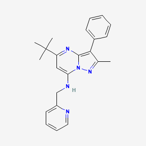 molecular formula C23H25N5 B1227214 5-tert-butyl-2-methyl-3-phenyl-N-(2-pyridinylmethyl)-7-pyrazolo[1,5-a]pyrimidinamine 