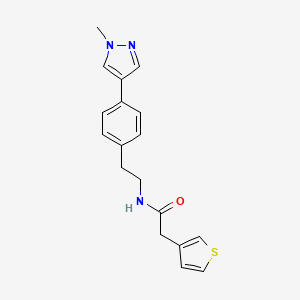 molecular formula C18H19N3OS B12272144 N-{2-[4-(1-methyl-1H-pyrazol-4-yl)phenyl]ethyl}-2-(thiophen-3-yl)acetamide 