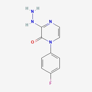 molecular formula C10H9FN4O B12272258 1-(4-Fluoro-phenyl)-3-hydrazino-1H-pyrazin-2-one 