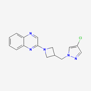 molecular formula C15H14ClN5 B12272277 2-{3-[(4-chloro-1H-pyrazol-1-yl)methyl]azetidin-1-yl}quinoxaline 