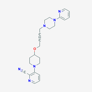 molecular formula C24H28N6O B12272324 3-[4-({4-[4-(Pyridin-2-yl)piperazin-1-yl]but-2-yn-1-yl}oxy)piperidin-1-yl]pyridine-2-carbonitrile 