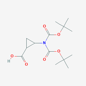 molecular formula C14H23NO6 B12272437 Cyclopropanecarboxylicacid,2-[bis[(1,1-dimethylethoxy)carbonyl]amino]-,(1S,2S) 