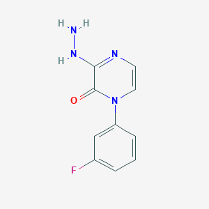 molecular formula C10H9FN4O B12272441 1-(3-Fluoro-phenyl)-3-hydrazino-1H-pyrazin-2-one 