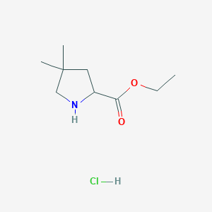 molecular formula C9H18ClNO2 B12272556 4,4-Dimethyl-pyrrolidine-2-carboxylic acid ethyl ester hydrochloride CAS No. 1965308-74-0