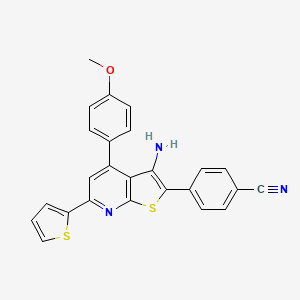 4-[3-Amino-4-(4-methoxyphenyl)-6-(thiophen-2-yl)thieno[2,3-b]pyridin-2-yl]benzonitrile