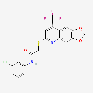 N-(3-chlorophenyl)-2-{[8-(trifluoromethyl)[1,3]dioxolo[4,5-g]quinolin-6-yl]sulfanyl}acetamide